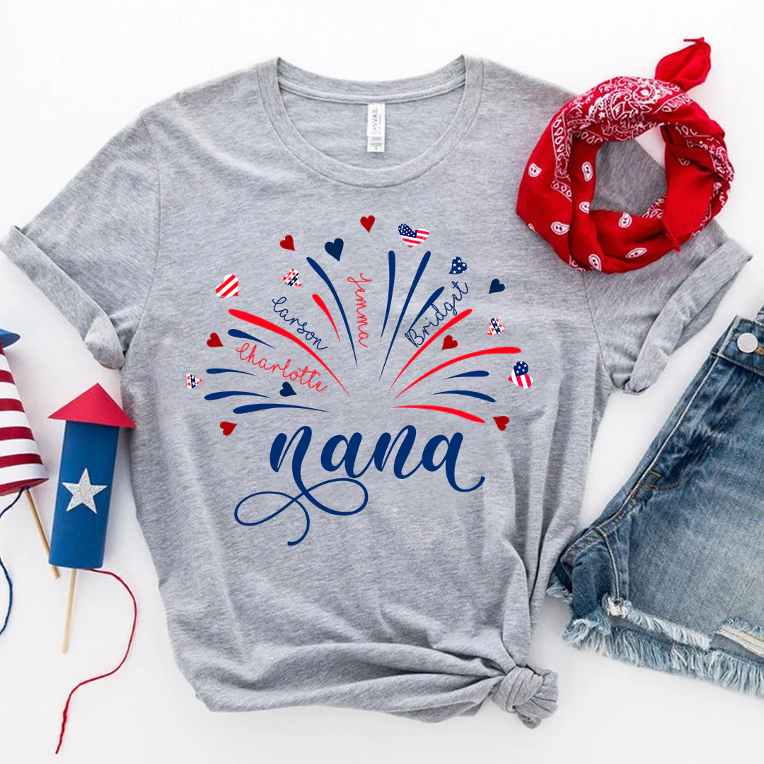 Firework America Flag Grandma And Kids