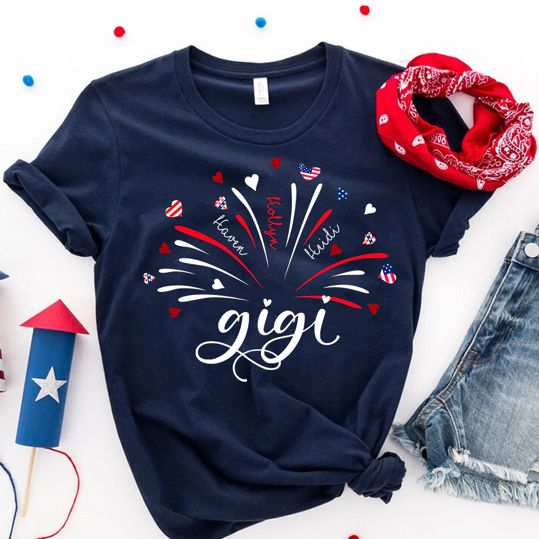 Firework America Flag Grandma And Kids