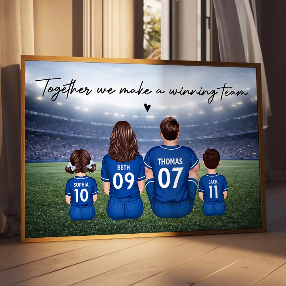 Family Dream Team Football Sitting - Personalised Poster - Gift For Football Mum, Dad