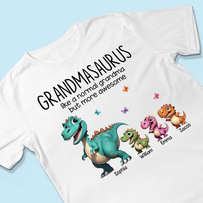 Grandmasaurus And Kids 3D Effect Dinosaurs Personalized Shirt, Mother's Day Gift For Grandma