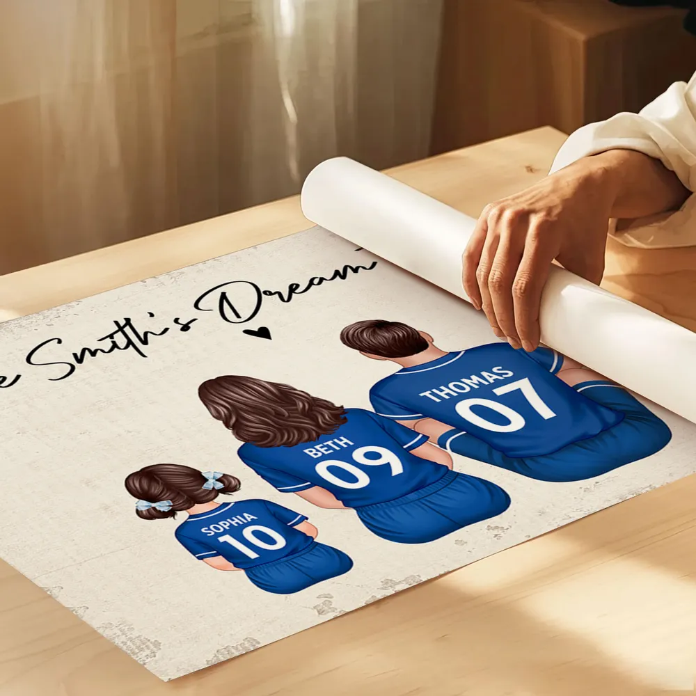 Family Dream Team Football Sitting - Personalised Poster - Gift For Football Mum, Dad