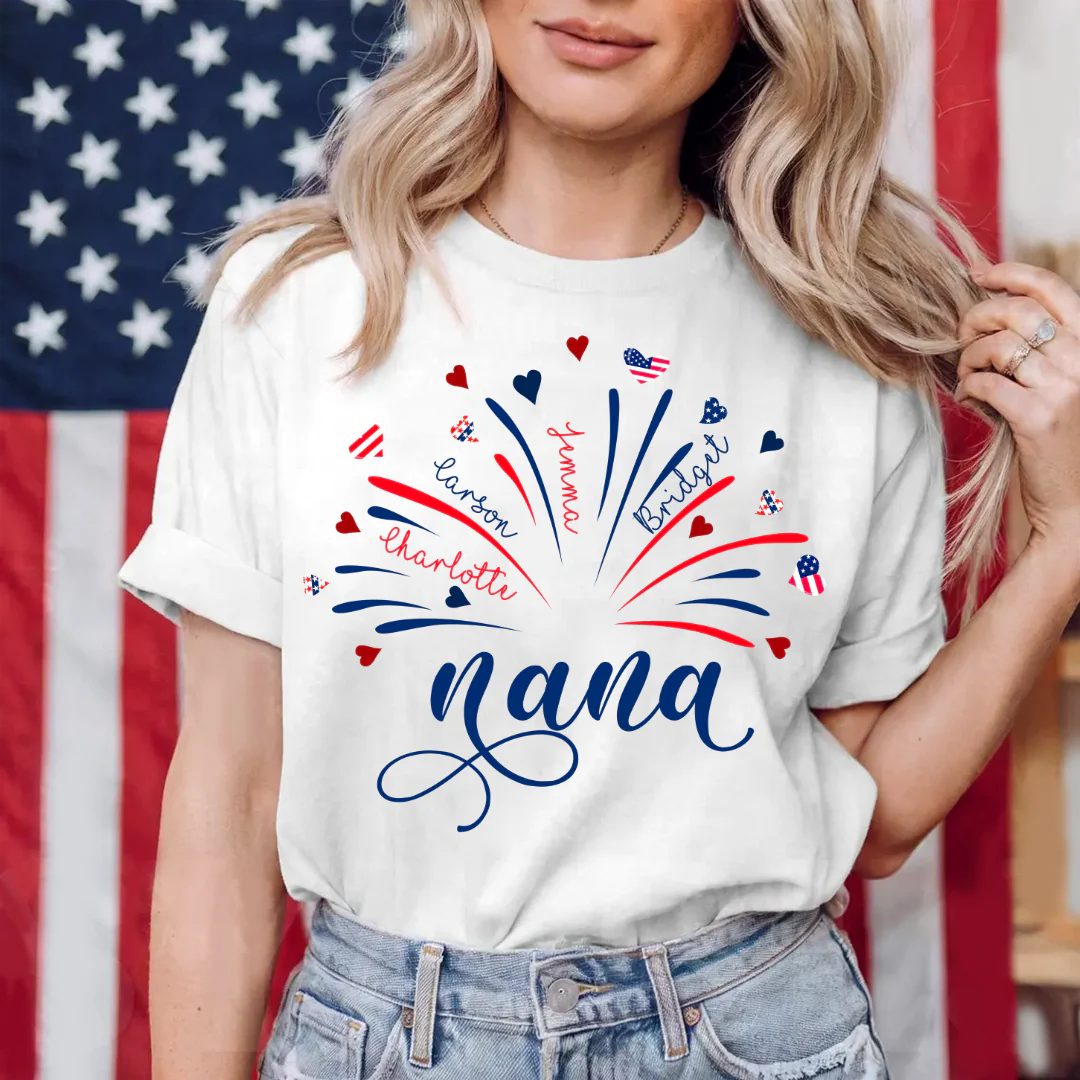 Firework America Flag Grandma And Kids