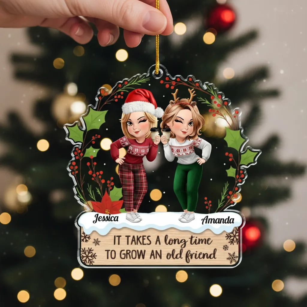 Custom Acrylic Ornament - Personalized Christmas Best Friend Birthday Gifts For Women, Besties, Sisters, BFF - Twinkling Lights True Friendship