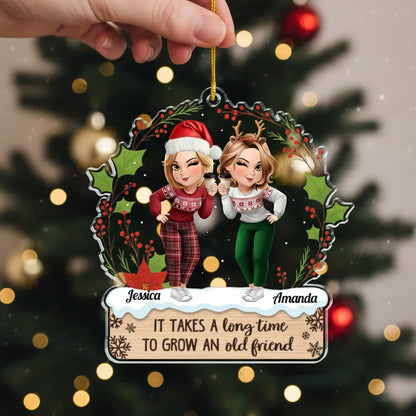 Custom Acrylic Ornament - Personalized Christmas Best Friend Birthday Gifts For Women, Besties, Sisters, BFF - Twinkling Lights True Friendship