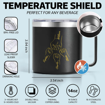 Best Dad Papa Ever Fist Bump Outline Nation Flag Personalized Stainless Steel Tumbler With Handle