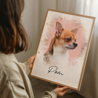 Personalized Watercolor Pet Poster From Photo, Gift For Pet Owners, New Pet Gift, Pet Memorial Gift