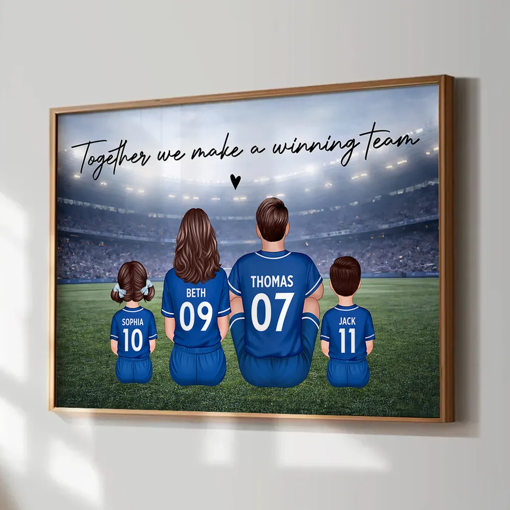 Family Dream Team Football Sitting - Personalised Poster - Gift For Football Mum, Dad