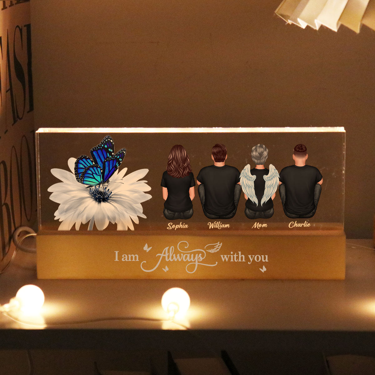 Butterfly I Am Always With You Memorial Personalized Acrylic Block LED Night Light