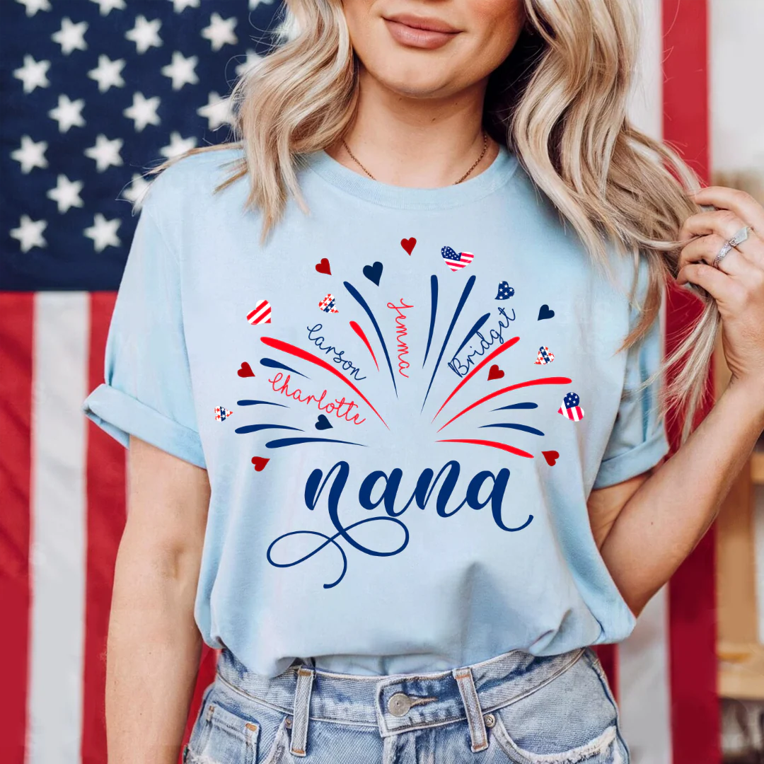 Firework America Flag Grandma And Kids