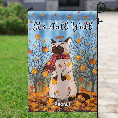 Standing Cat In Fall Season Personalized Garden Flag