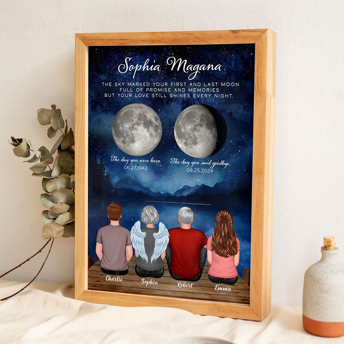 The Moon Marked Your Arrival & Farewell Memorial Gift Family Member Moon Phase Personalized Poster