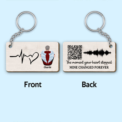 The Moment Your Heart Stopped Voicemail Scannable QR Code Personalized Wooden Keychain