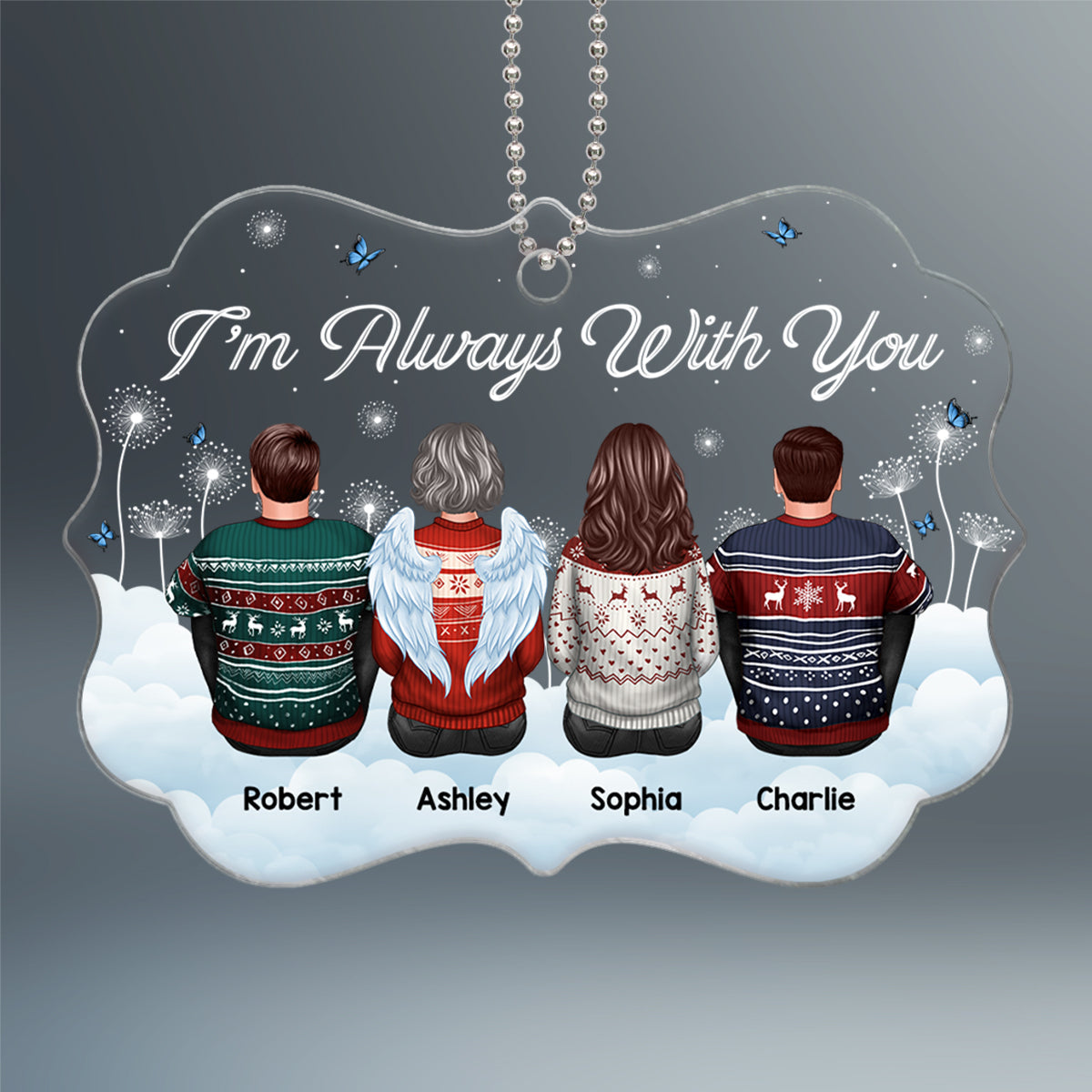 Always With You Memorial Dandelion Cloud Personalized Acrylic Ornament