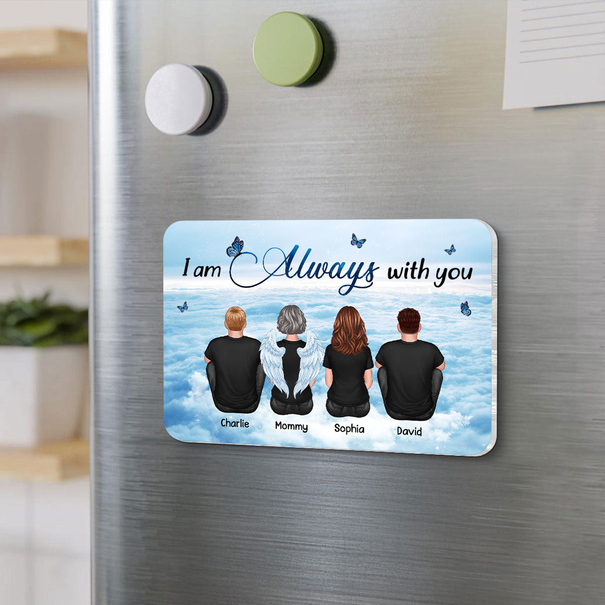 Always With You Sky Family Memorial Personalized Acrylic Fridge Magnet, Remembrance Gift, Sympathy Gift