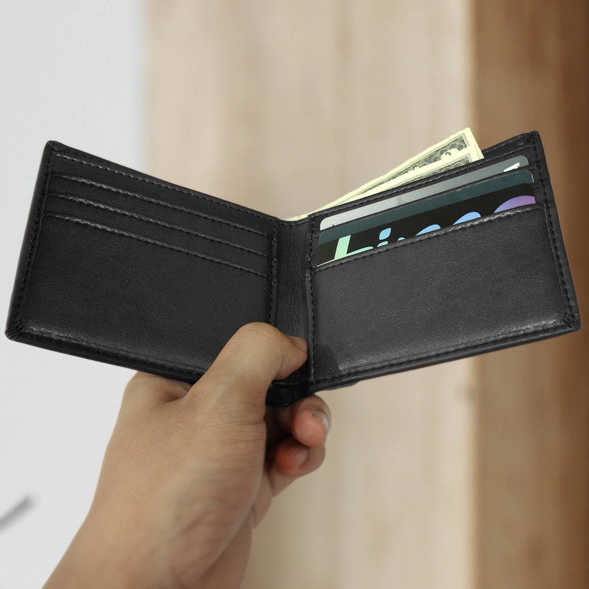 Daddy's Team Fist Bump Personalized Men’s Wallet, Father's Day Gift, Birthday Gift For Husband, Dad, Grandpa