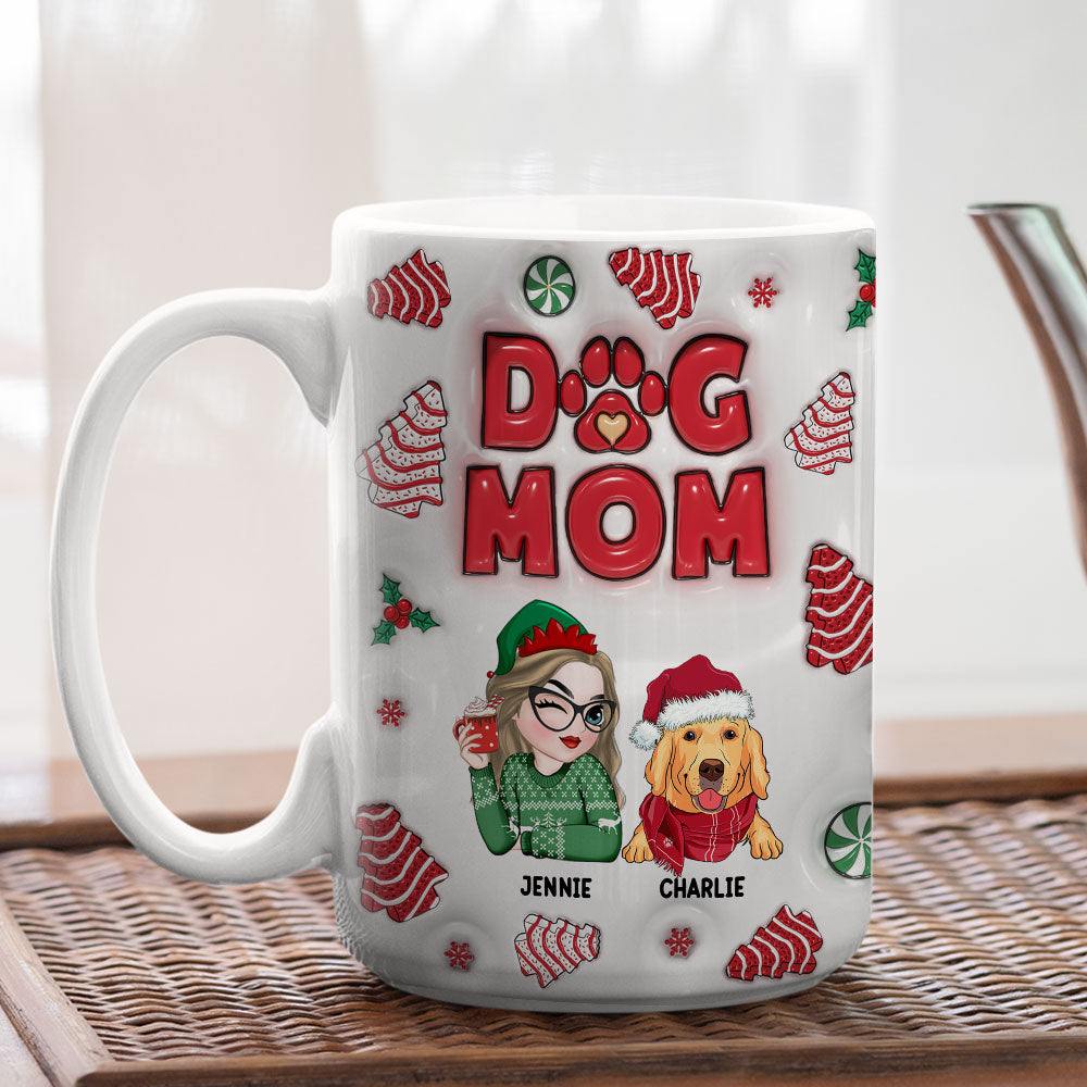 Dog Mom Christmas Cake - Personalized Custom 3D Inflated Effect Mug