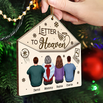 Letter To Heaven Family Sitting Memorial Personalized 3-Layer Wooden Ornament