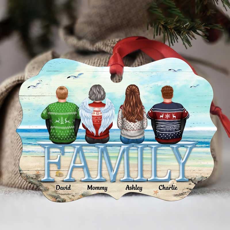 Memorial Beach Personalized Family Christmas Ornament
