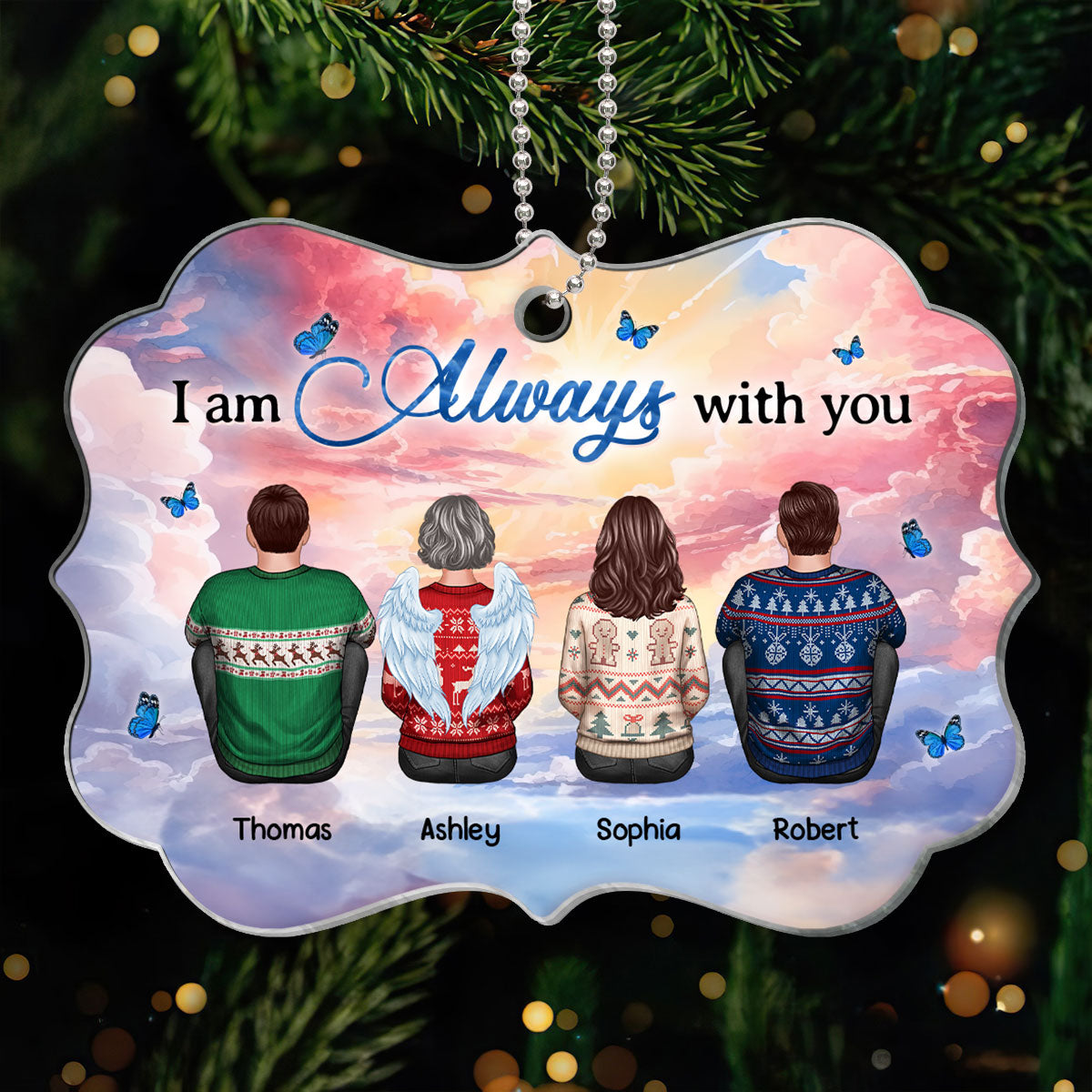 Family Memorial Sitting Heavenly Clouds Personalized Acrylic Ornament