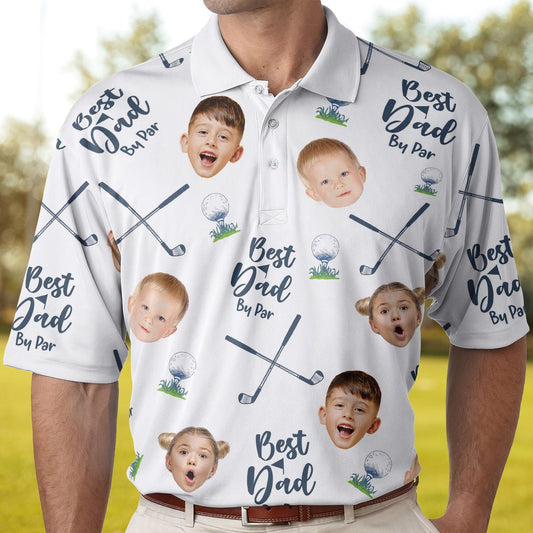 Dad - Best Dad By Par - Personalized Photo Polo Shirt - The Next Custom Gift