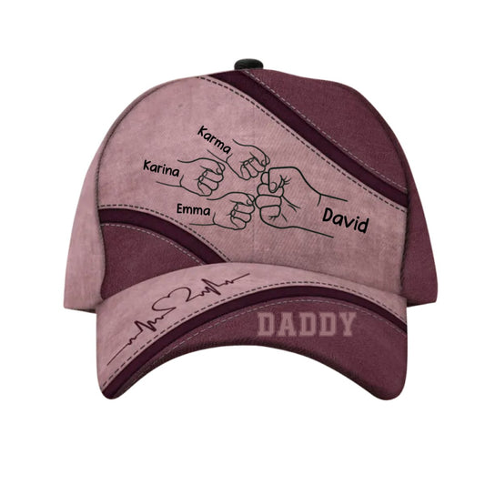 Dad - Outline Fist Bump Daddy Grandpa Personalized Classic Cap - The Next Custom Gift