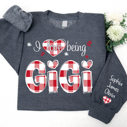 I love being Grandma Buffalo Plaid Red And Grandkids 2024 Christmas Sweatshirt