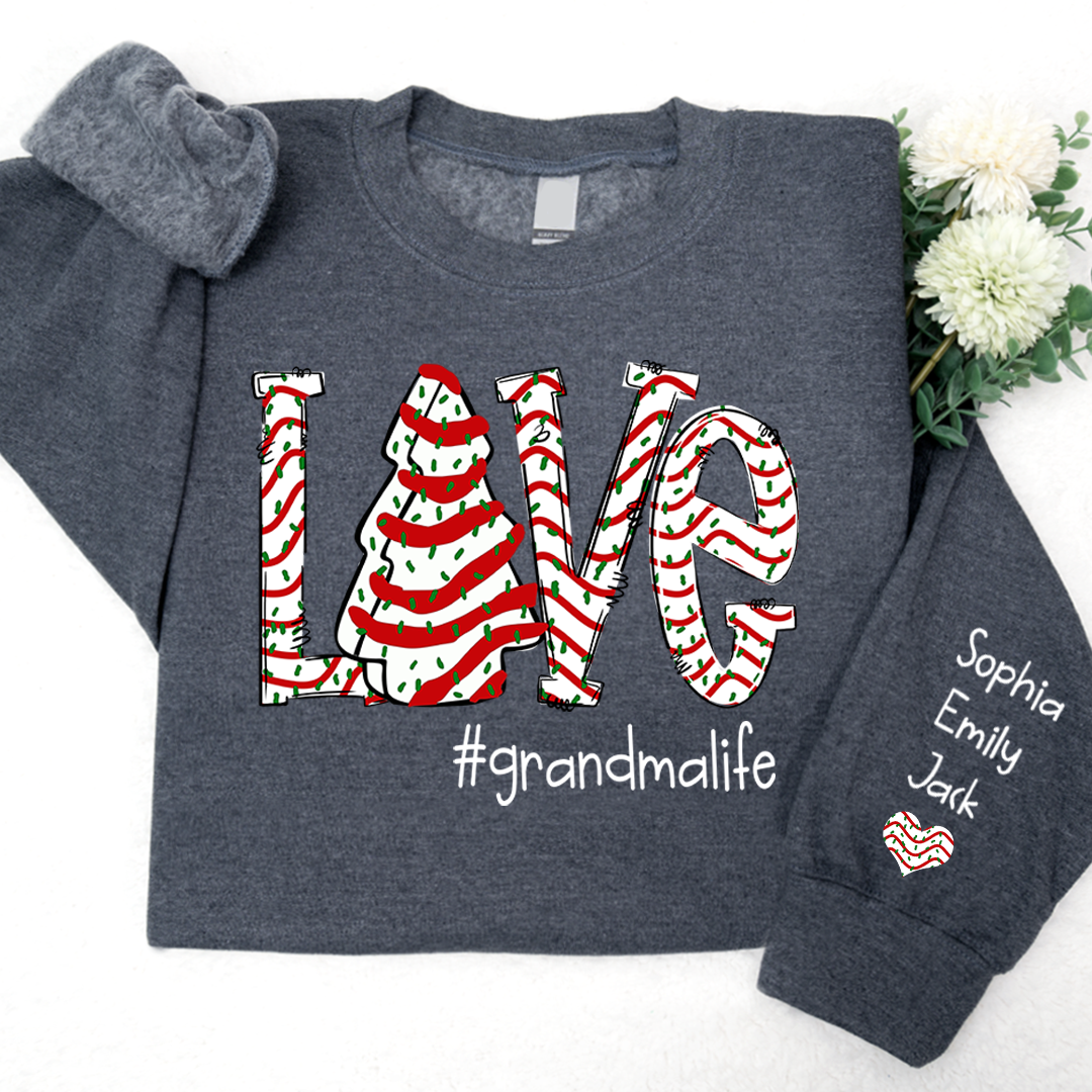 Personalized Love grandmalife Cake Christmas With Grandkids Sweatshirt