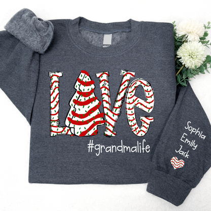 Personalized Love grandmalife Cake Christmas With Grandkids Sweatshirt