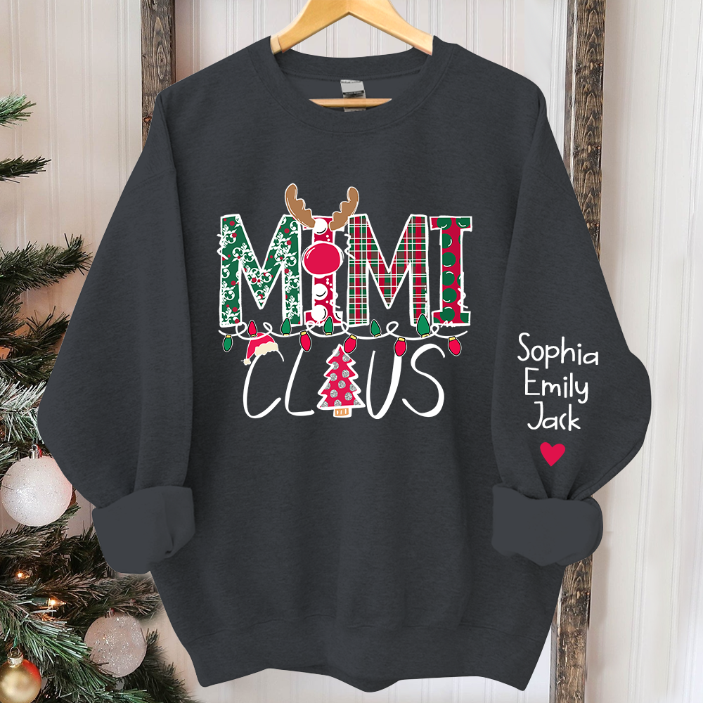 Personalized Mimi Claus Christmas With Grandkids Sweatshirt