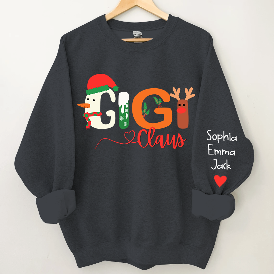 Personalized Gigi claus And Grandkids Merry Christmas Sweatshirt