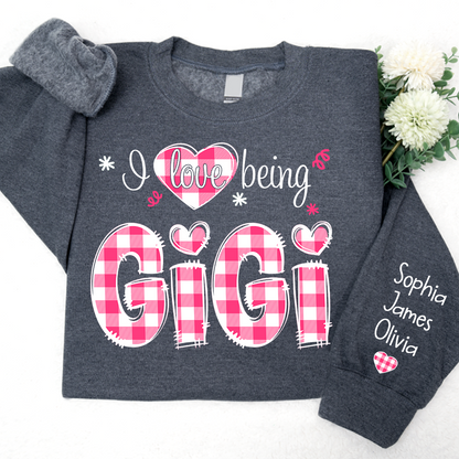 I love being Grandma Buffalo Plaid Pink And Grandkids 2024 Sweatshirt