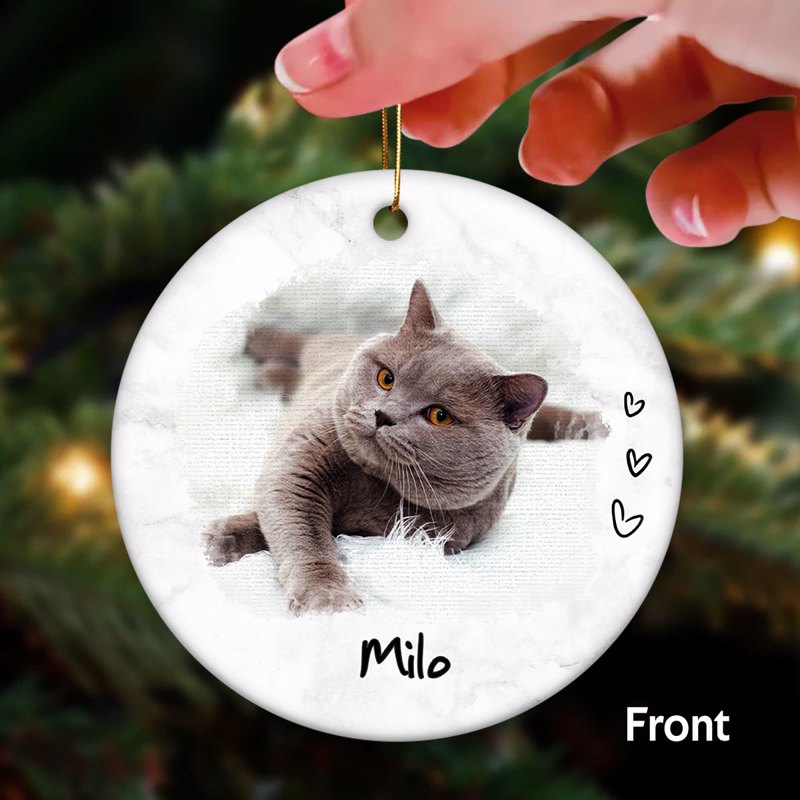 If Loved Could Have Kept You Dog Cat Pet Watercolor Memorial Personalized Photo Ceramic Ornament