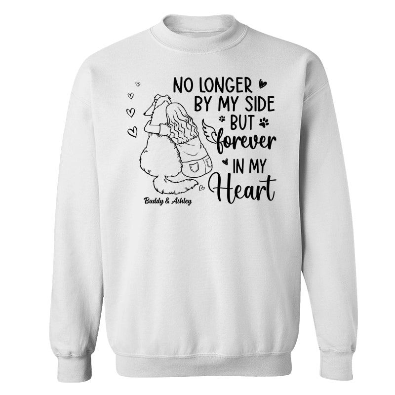 No Longer By My Side Forever In My Heart Woman Hugging Dog Memorial Personalized Shirt