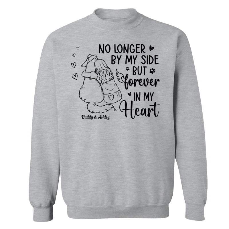 No Longer By My Side Forever In My Heart Woman Hugging Dog Memorial Personalized Shirt