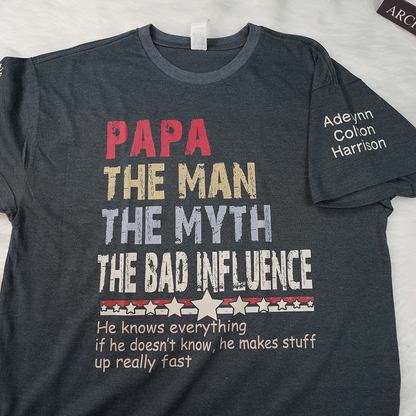 Personalized Dad Papa Grandpa Shirt, Custom Papa Legend Influence T-Shirt, Custom Birthday Fathers Day Gift