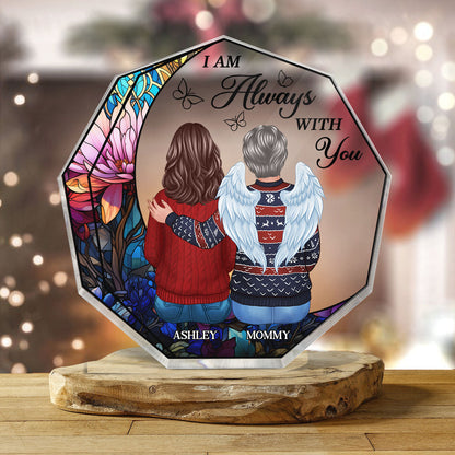 Always With You Stained Glassed Moon Memorial Keepsake Personalized Acrylic Nonagon Plaque