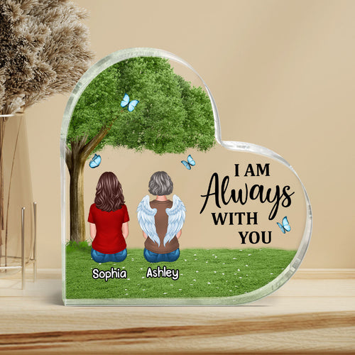 Green Tree Always With You Whole Family Memorial Remembrance Gift Personalized Heart Acrylic Plaque