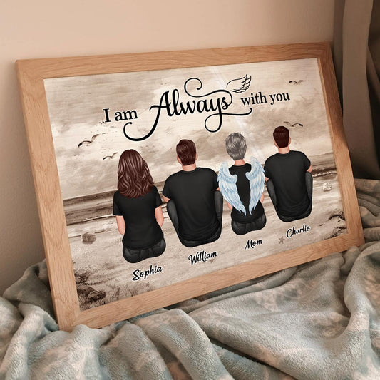 Always With You Family Sitting Retro Vintage Beach Landscape Memorial Personalized Horizontal Poster