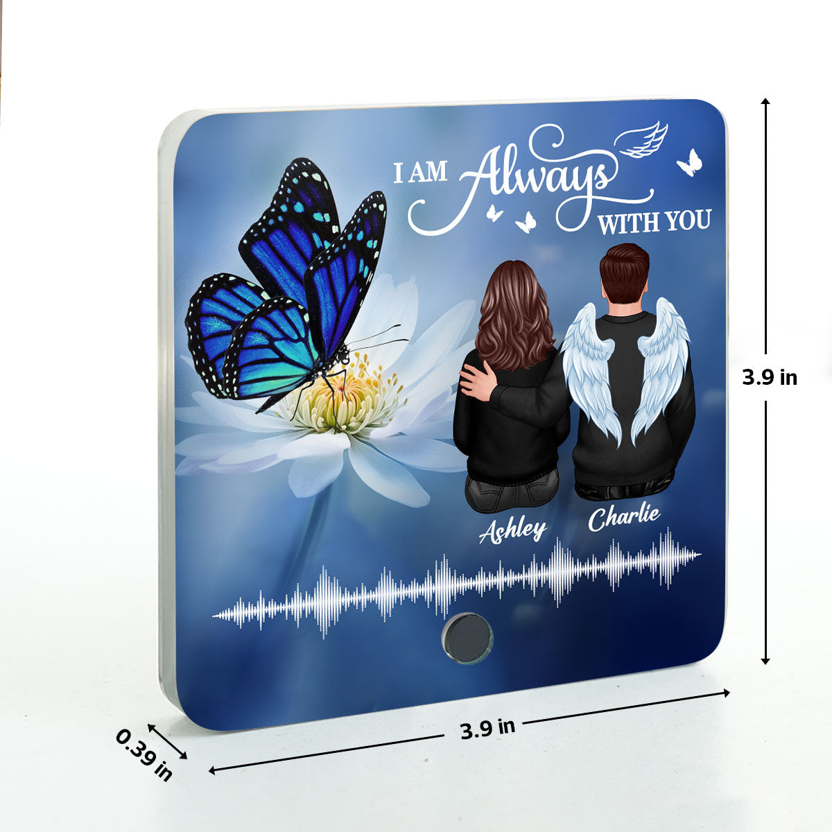 Realistic Butterfly Lost Loved One Voice Recording Memo Voicemail Memorial Keepsake Personalized Music Fridge Magnet