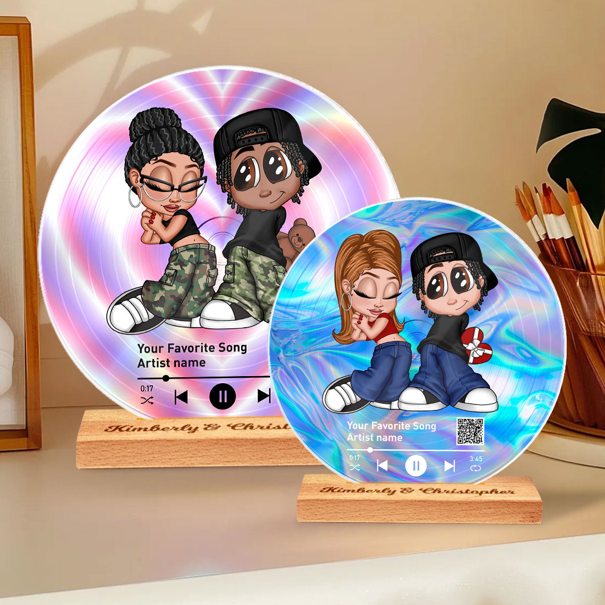 Y2K Couple Custom Vinyl Record, Favorite Song QR Code Acrylic Plaque, Valentine's Day, Anniversary, Birthday Gift for her, Gift for him