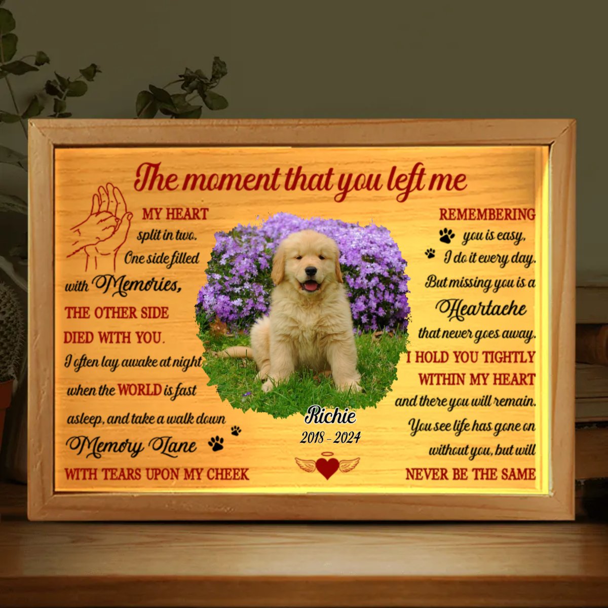 Dog Lovers - Custom Photo The Moment That You Left Me - Personalized Custom Frame Light Box - The Next Custom Gift