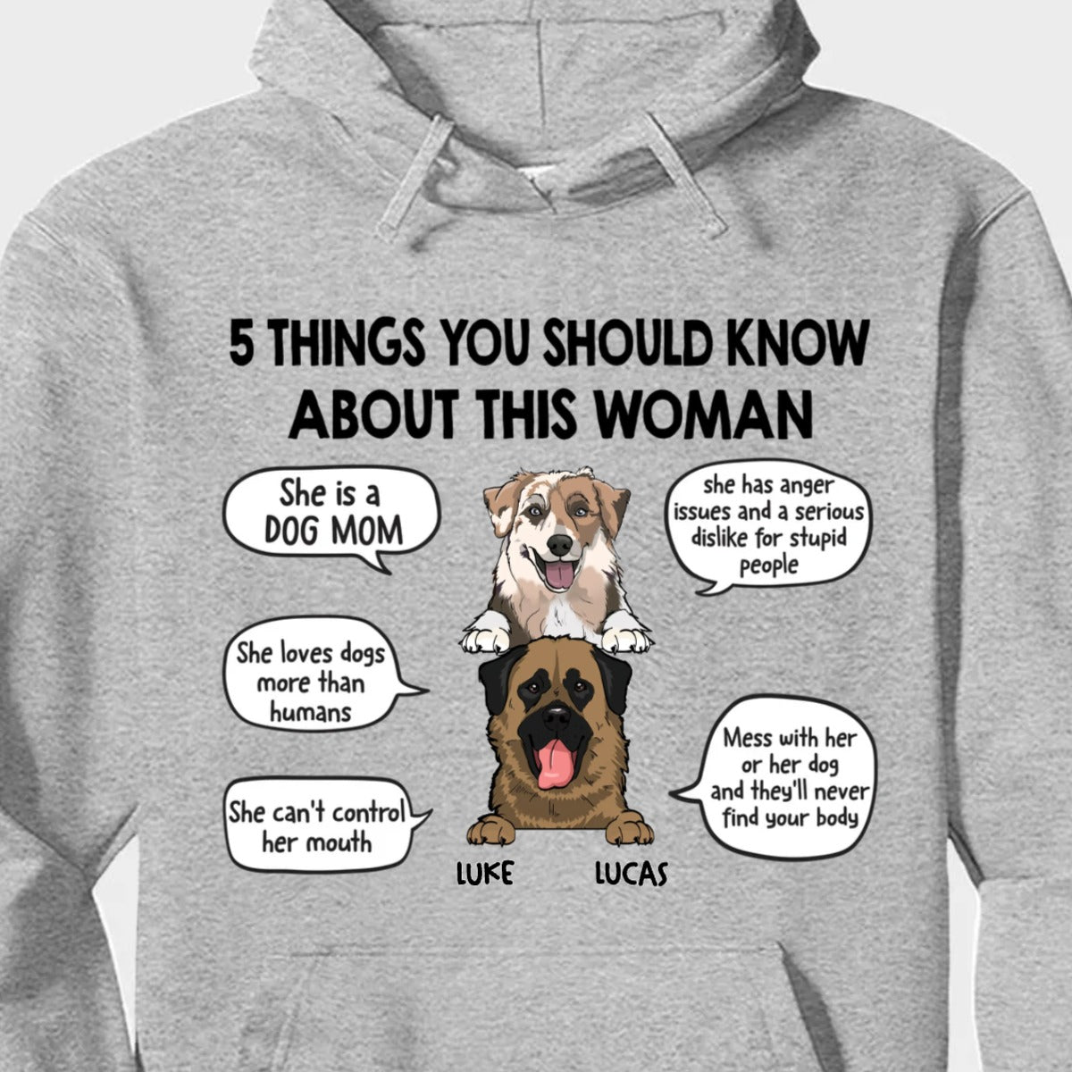 Dog Lovers - Five Things About This Dog Mom - Personalized Unisex T - shirt, Hoodie - The Next Custom Gift