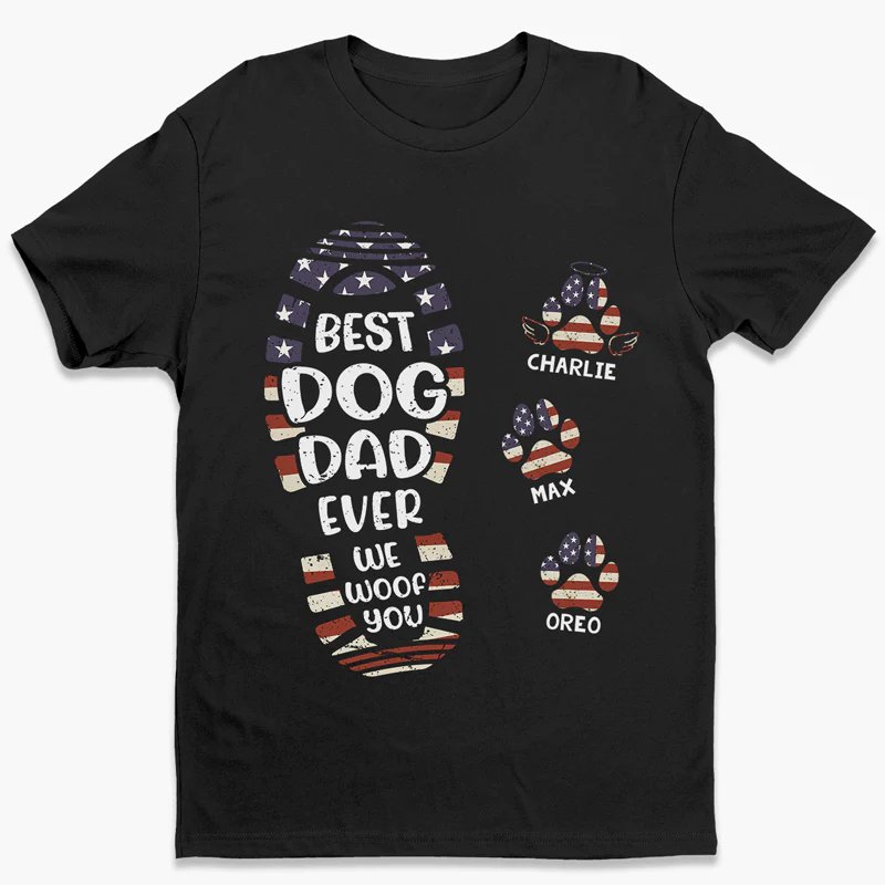 Dog Lovers - Happy Father's Day To The Best Dog Dad Paw Print - Personalized Shirt (VT) - The Next Custom Gift