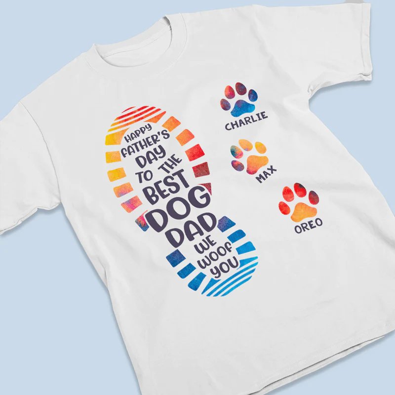 Dog Lovers - Happy Father's Day To The Best Dog Dad Paw Print - Personalized Shirt (VT) - The Next Custom Gift