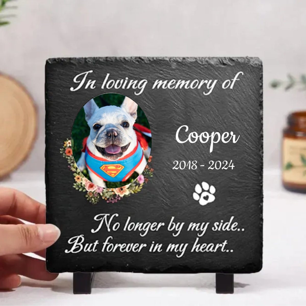 Dog Lovers - No Longer By My Side But Forever In My Heart - Personalized Memorial Stone - The Next Custom Gift