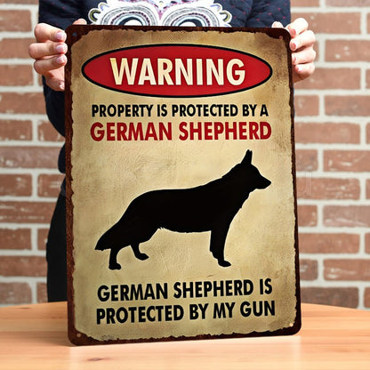 Dog Lovers - Property Is Protected By A German Shepherd - Metal Sign - The Next Custom Gift