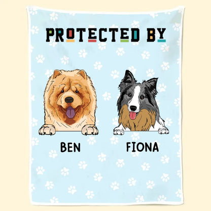 Dog Lovers - Protected By (D) - Personalized Blanket - The Next Custom Gift