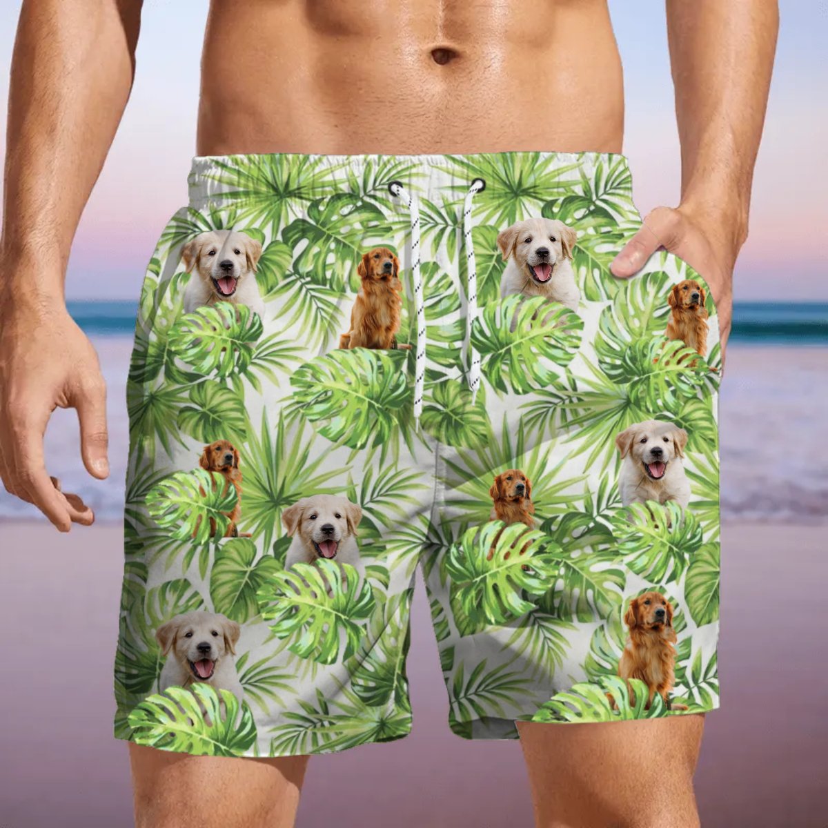 Dog Lovers - Upload Photo With Pattern - Personalized Beach Short - The Next Custom Gift
