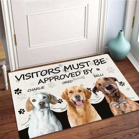 Dog Lovers - Visitors Must Be Approved By This Dog - Personalized Doormat - The Next Custom Gift