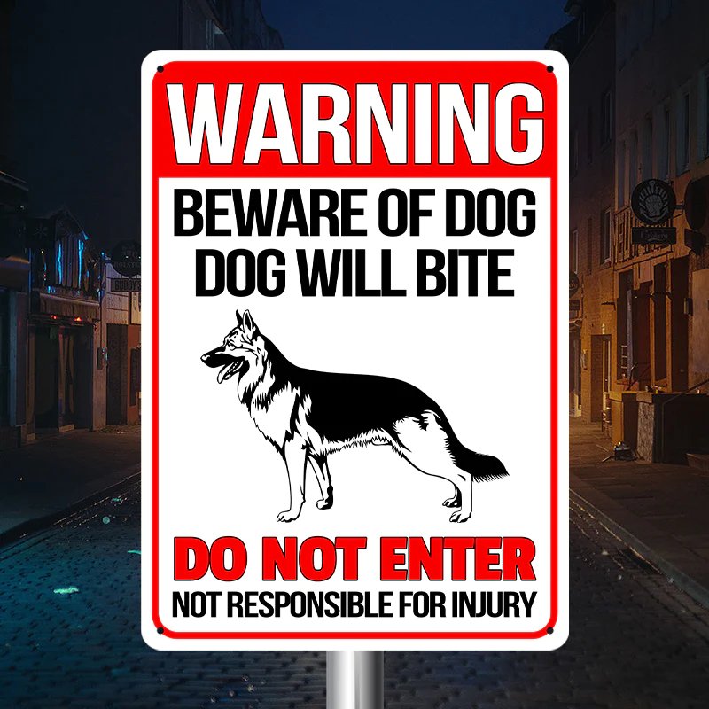Dog Lovers - Warning Beware of Dog Will Bite - Personalized Metal Sign - The Next Custom Gift